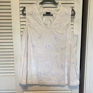 Talbots White Sleeveless Embellished Blouse
